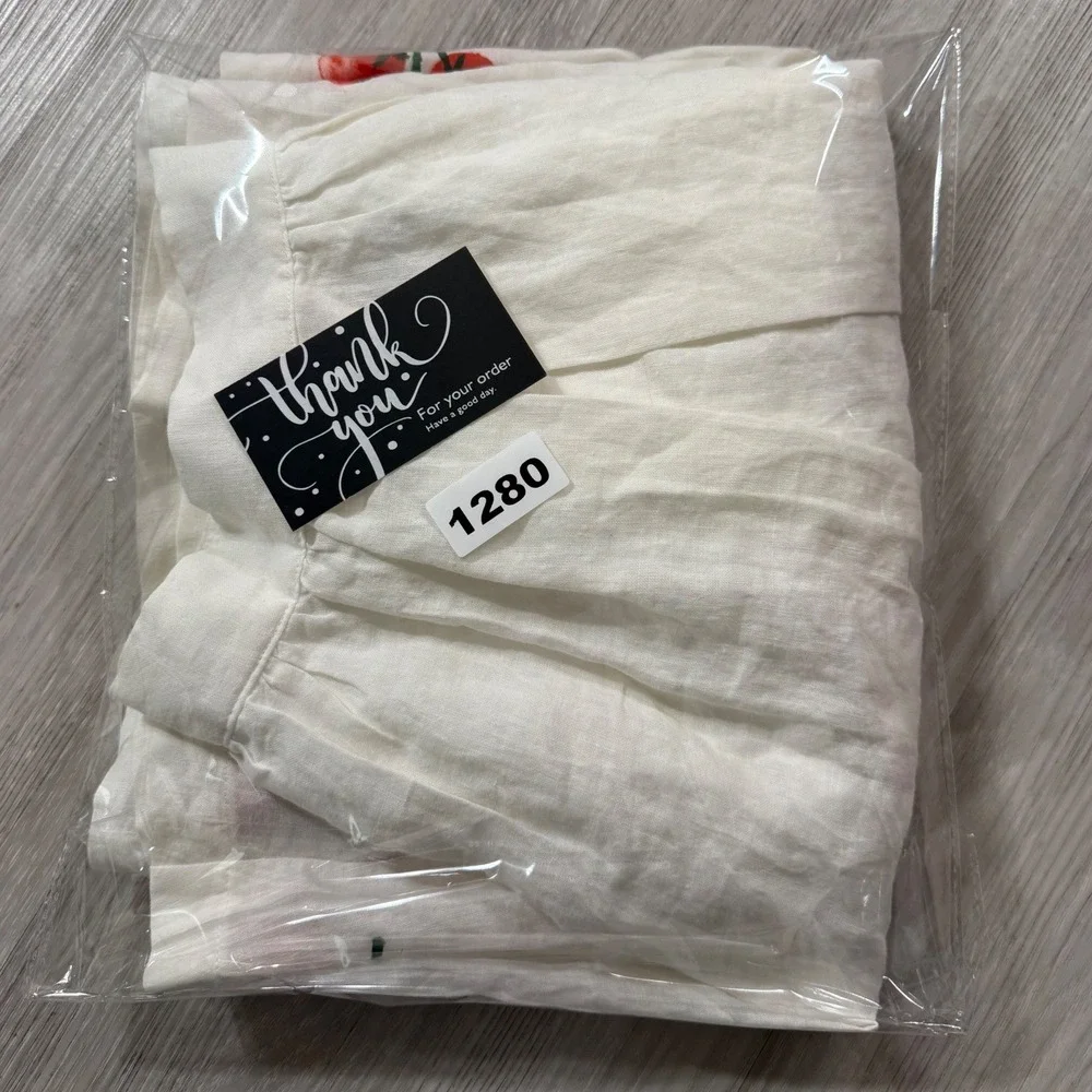 Line + Dot Womens White Linen Tomato Print Mini Skirt LS5191Y Large